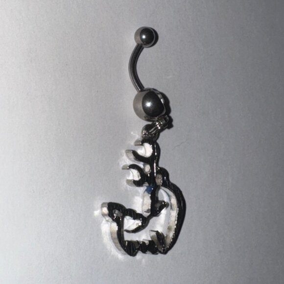 Navy Blue Buck and Doe Love Browning Dangle Belly Ring - Picture 15 of 16